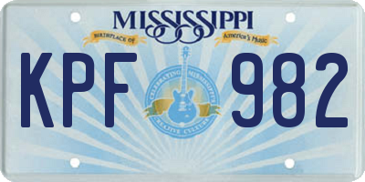 MS license plate KPF982