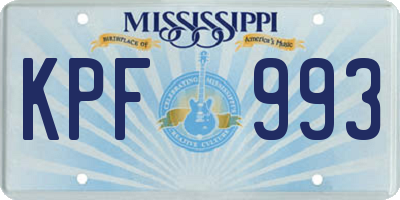 MS license plate KPF993