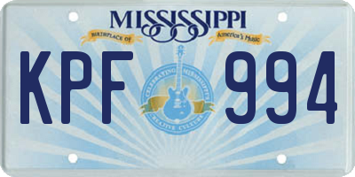 MS license plate KPF994