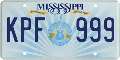 MS license plate KPF999