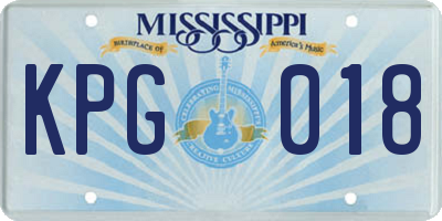 MS license plate KPG018