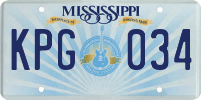 MS license plate KPG034