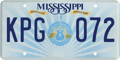 MS license plate KPG072