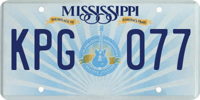 MS license plate KPG077