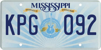 MS license plate KPG092