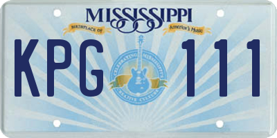 MS license plate KPG111