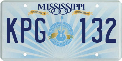 MS license plate KPG132
