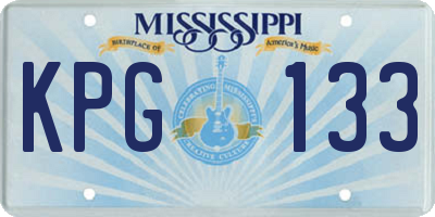 MS license plate KPG133