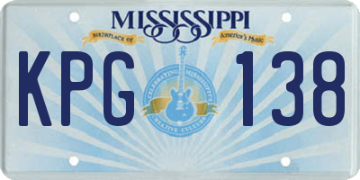 MS license plate KPG138