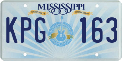 MS license plate KPG163