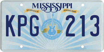 MS license plate KPG213