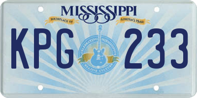 MS license plate KPG233