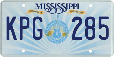 MS license plate KPG285