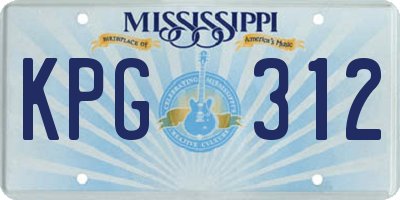MS license plate KPG312