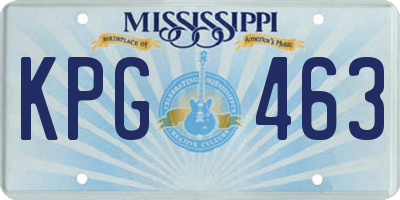 MS license plate KPG463