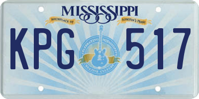 MS license plate KPG517
