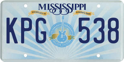 MS license plate KPG538