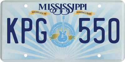 MS license plate KPG550