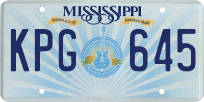 MS license plate KPG645