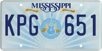 MS license plate KPG651