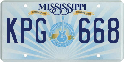 MS license plate KPG668