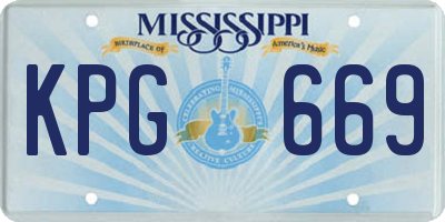 MS license plate KPG669
