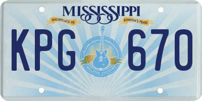 MS license plate KPG670