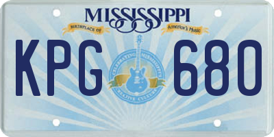 MS license plate KPG680