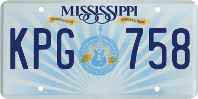 MS license plate KPG758