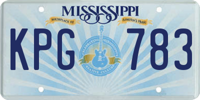 MS license plate KPG783