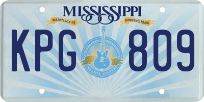 MS license plate KPG809