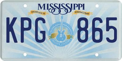 MS license plate KPG865