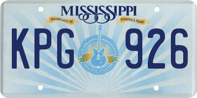 MS license plate KPG926