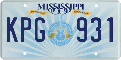 MS license plate KPG931