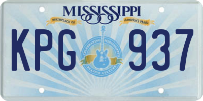 MS license plate KPG937