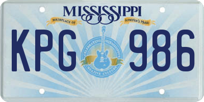 MS license plate KPG986