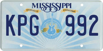 MS license plate KPG992