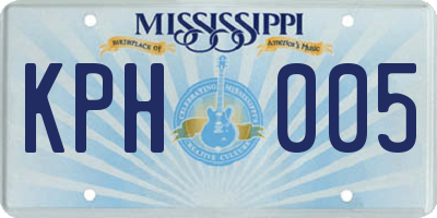 MS license plate KPH005