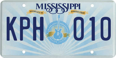MS license plate KPH010