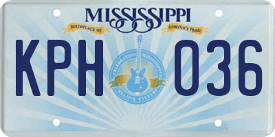 MS license plate KPH036
