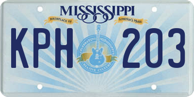 MS license plate KPH203