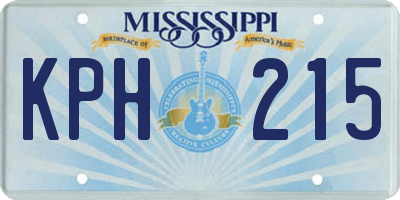 MS license plate KPH215