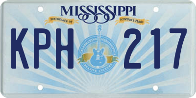 MS license plate KPH217