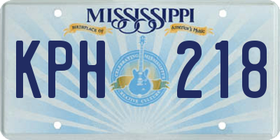 MS license plate KPH218