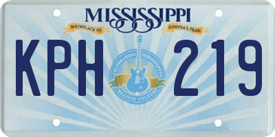 MS license plate KPH219