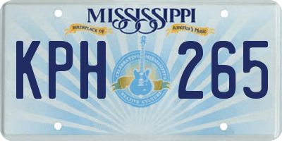 MS license plate KPH265