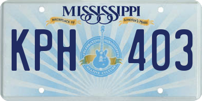 MS license plate KPH403