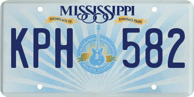 MS license plate KPH582