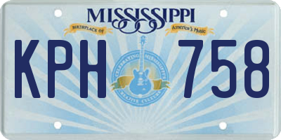 MS license plate KPH758
