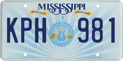 MS license plate KPH981